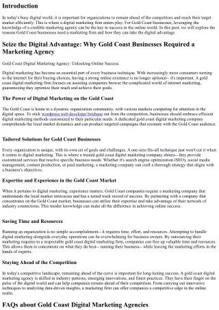 Seize the Digital Advantage: Why Gold Coast Companies Required a Marketing Compa