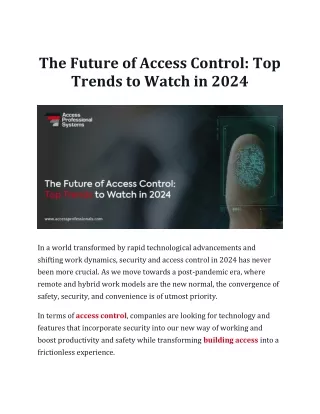 The Future of Access Control