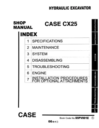 CASE CX25 Hydraulic Excavator Service Repair Manual