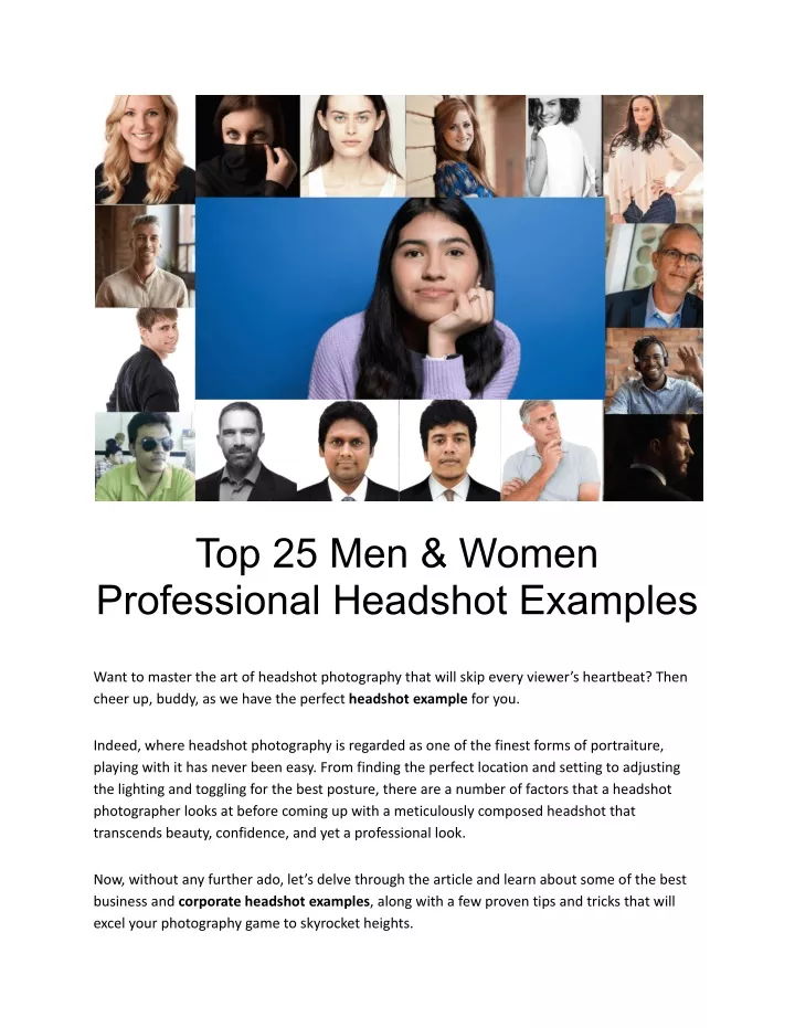 top 25 men women professional headshot examples