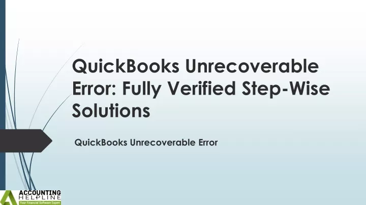 quickbooks unrecoverable error fully verified step wise solutions