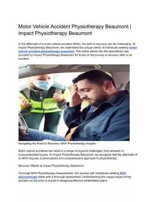 Motor Vehicle Accident Physiotherapy Beaumont _ Impact Physiotherapy Beaumont