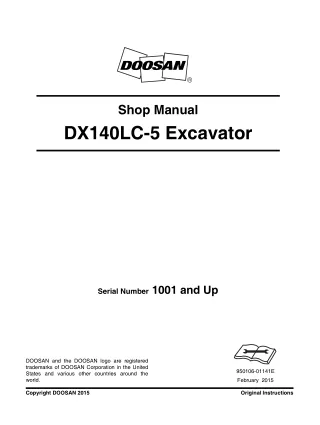 Daewoo Doosan DX140LC-5 Excavator Service Repair Manual (Serial Number 1001 and Up)