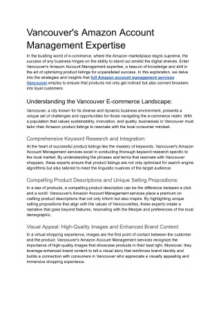 vancouver s amazon account management expertise