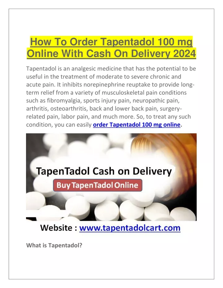 how to order tapentadol 100 mg online with cash