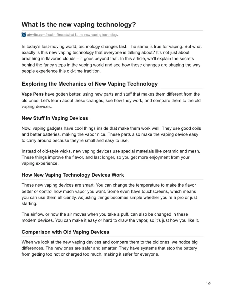 what is the new vaping technology