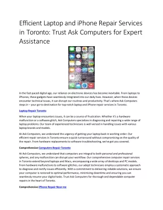 efficient laptop and iphone repair services in toronto trust ask computers for expert assistance