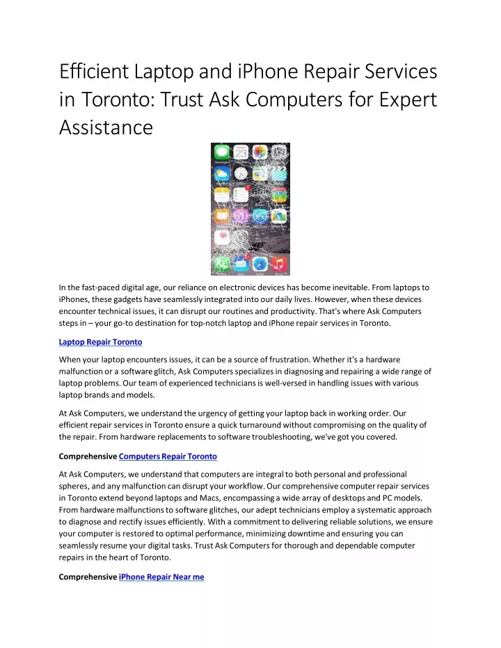 efficient laptop and iphone repair services in toronto trust ask computers for expert assistance