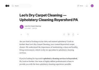 Leo’s Dry Carpet Cleaning — Upholstery Cleaning Royersford PA