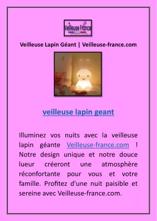 Veilleuse Lapin Géant | Veilleuse-france.com