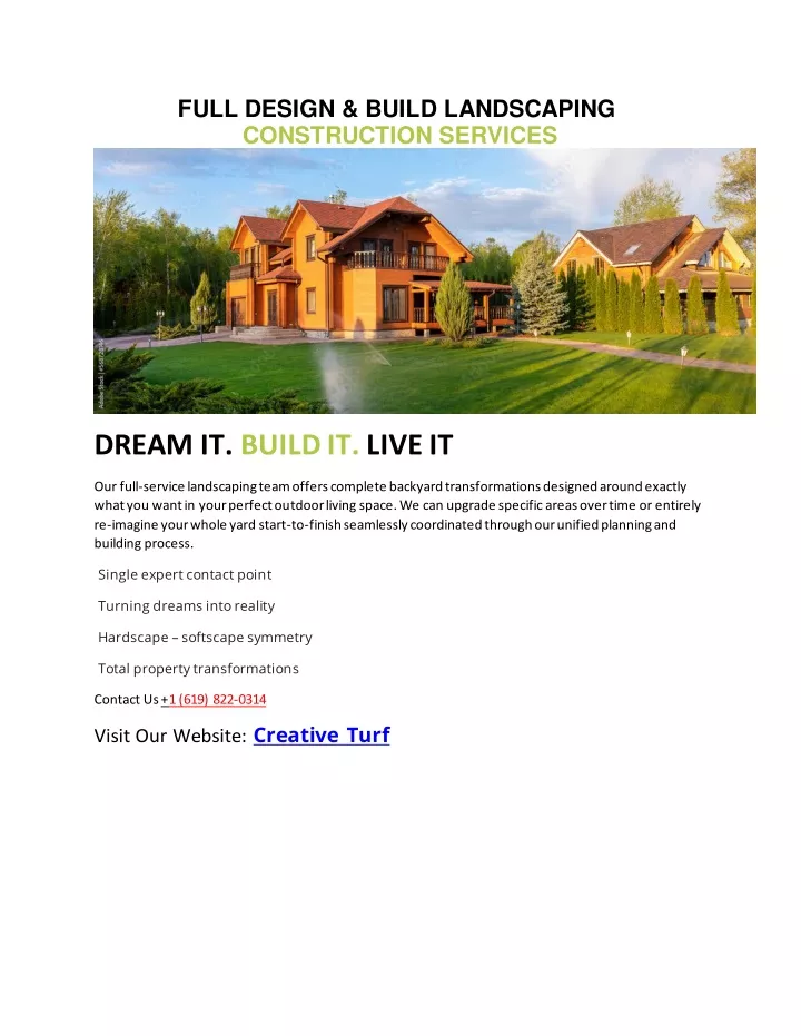 full design build landscaping construction