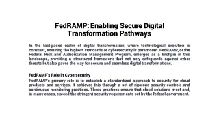 Secure Digital Evolution: FedRAMP Pathways
