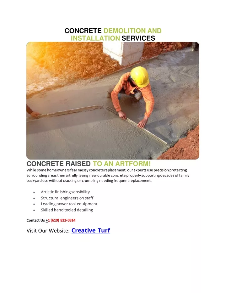 concrete demolition and installation services