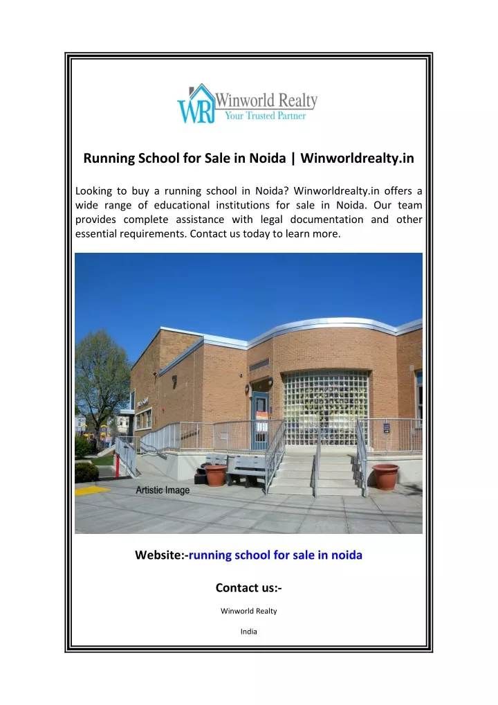 running school for sale in noida winworldrealty in