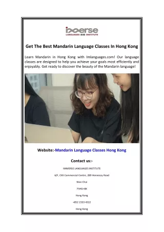 get the best mandarin language classes in hong