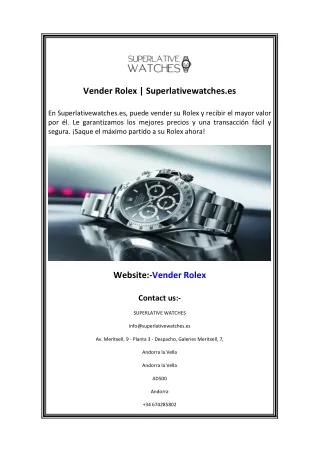 Vender Rolex  Superlativewatches.es