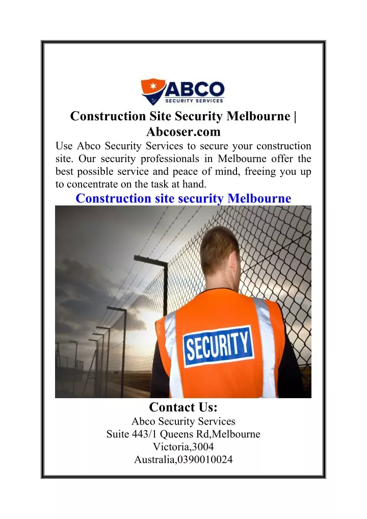 construction site security melbourne abcoser