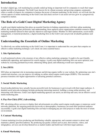 Exploring the Power of Online Marketing on the Gold Coast