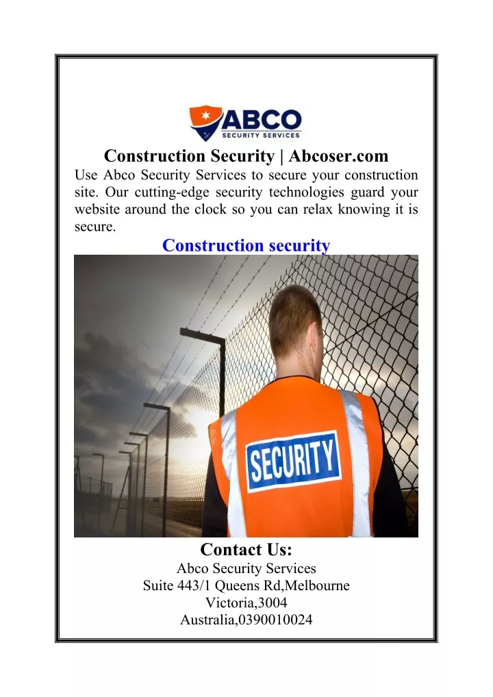 construction security abcoser com use abco
