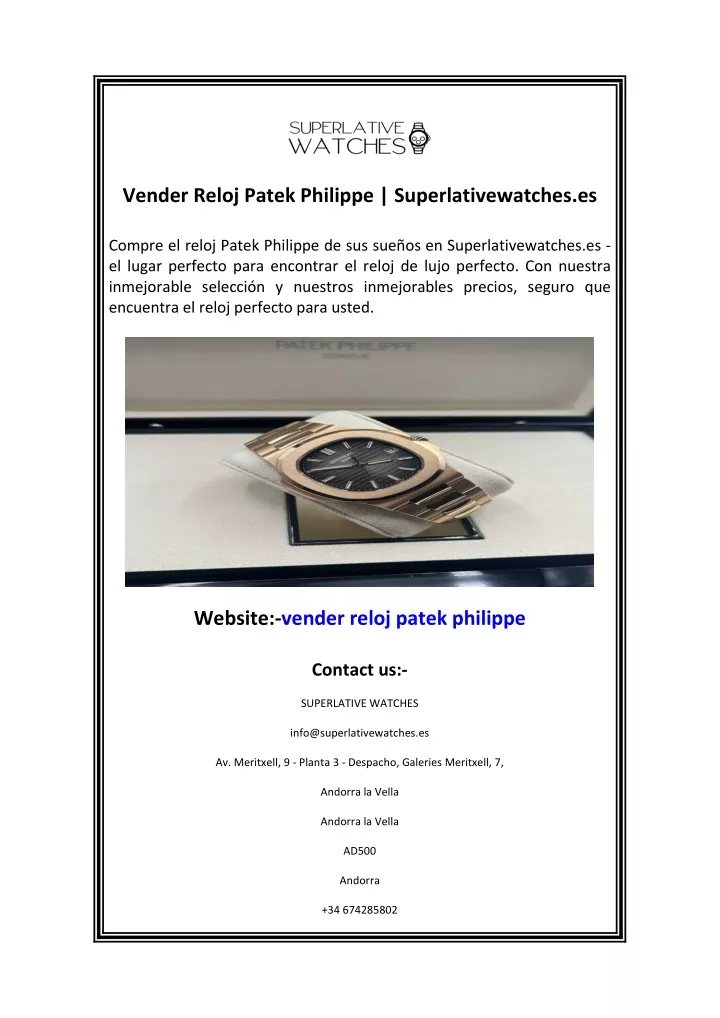 vender reloj patek philippe superlativewatches es