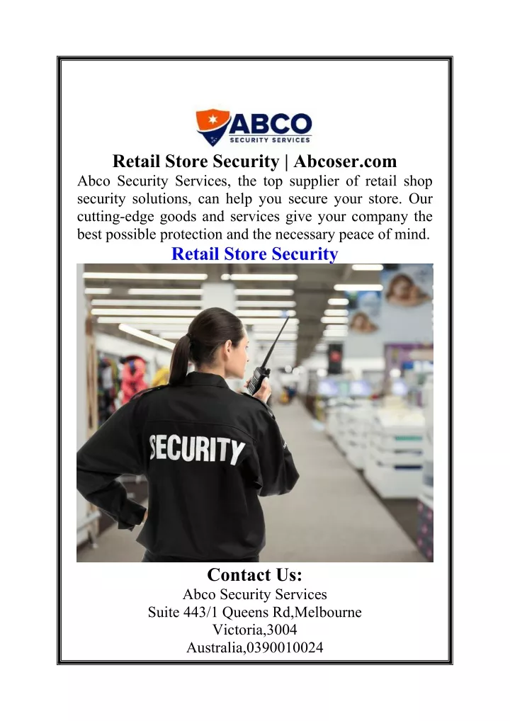 retail store security abcoser com abco security