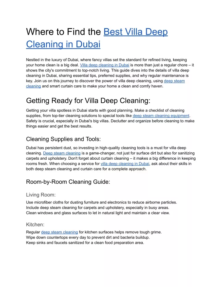 where to find the best villa deep cleaning