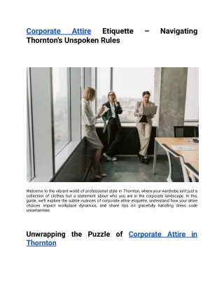 Corporate Attire Etiquette – Navigating Thornton's Unspoken Rules