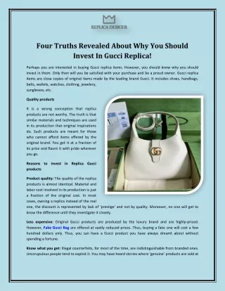 Four Truths Revealed About Why You Should Invest In Gucci Replica