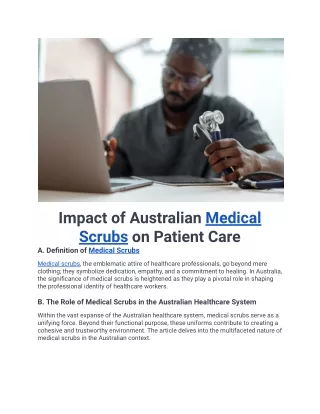 Jan. 08. 2023 - Impact of Australian Medical Scrubs on Patient Care
