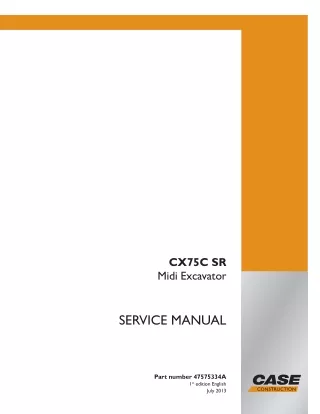 CASE CX75C SR Midi Excavator Service Repair Manual