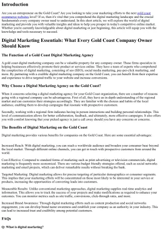 Digital Marketing Basics: What Every Gold Coast Company Owner Ought To Know