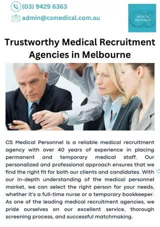 Trustworthy Medical Recruitment Agencies in Melbourne