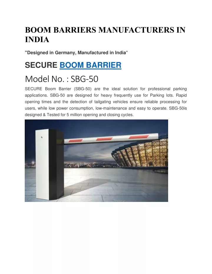 boom barriers manufacturers in india