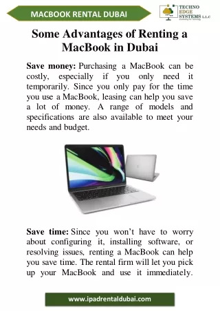 Some Advantages of Renting a MacBook in Dubai