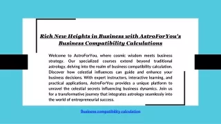 Rich New Heights in Business with AstroForYou's Business Compatibility Calculati