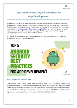 Top 5 Android Security Best Practices for App Development