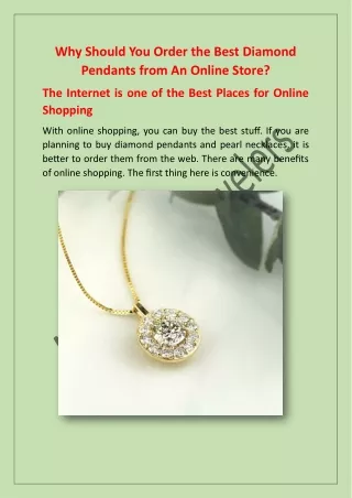 Why Should You Order the Best Diamond Pendants from An Online Store_A.R.MorrisJewelers