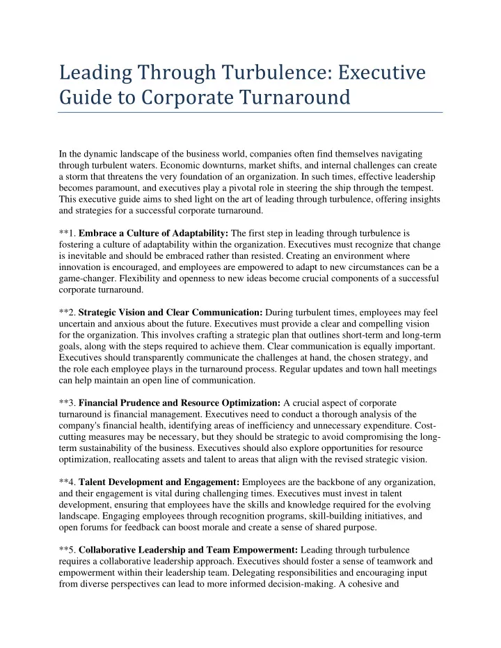 leading through turbulence executive guide