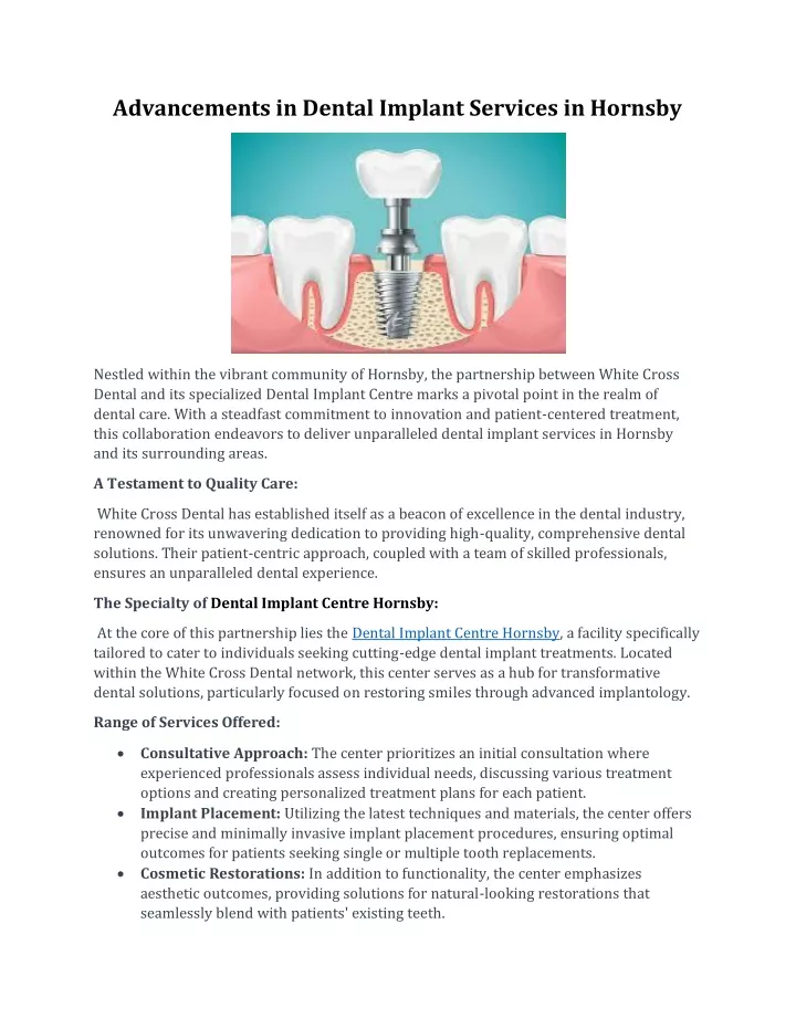 advancements in dental implant services in hornsby