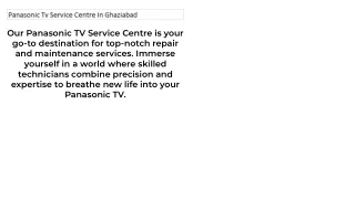 Trusted Panasonic Service Center in Ghaziabad for Expert Repairs and Support