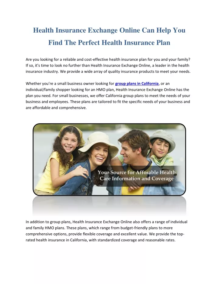 health insurance exchange online can help you