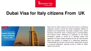 Dubai Visa for Italian citizens from the UK