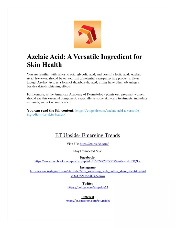 azelaic acid a versatile ingredient for skin