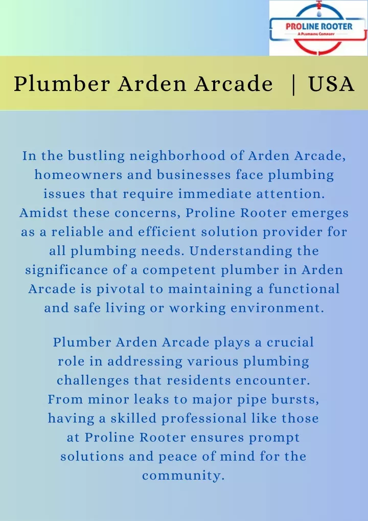 plumber arden arcade usa
