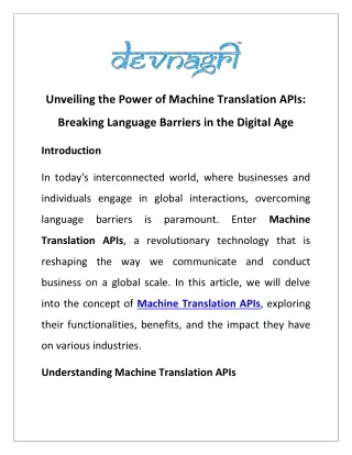 unveiling the power of machine translation apis