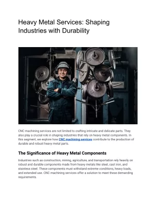 heavy metal services shaping industries with