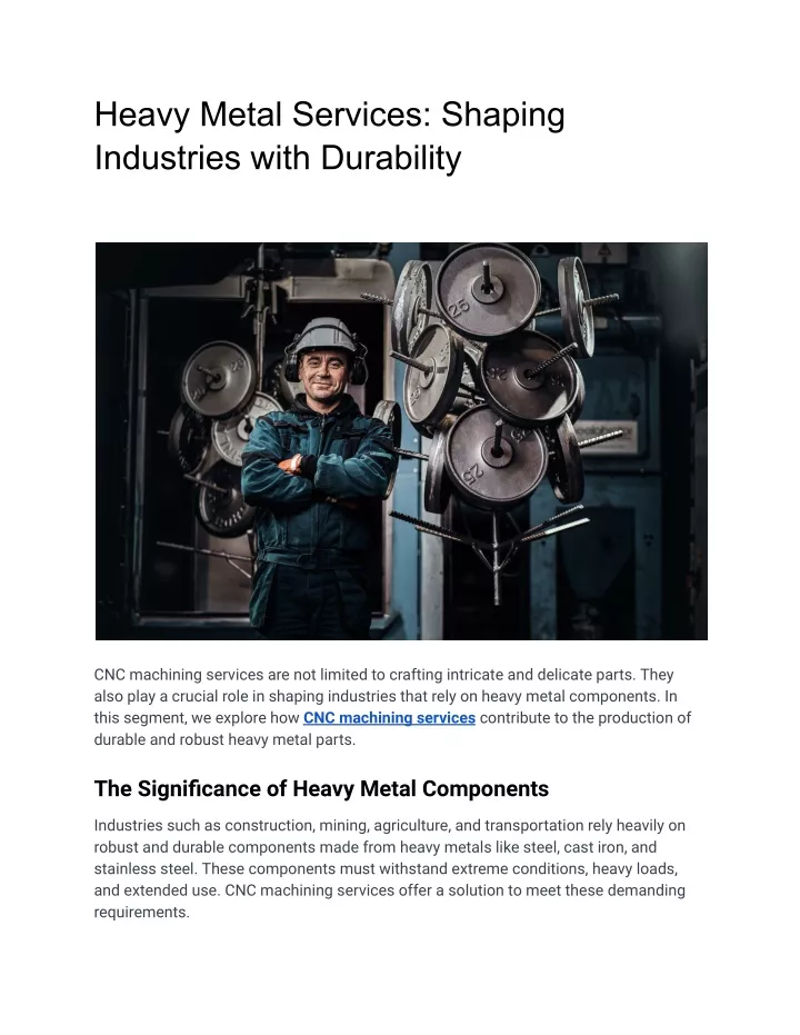 heavy metal services shaping industries with