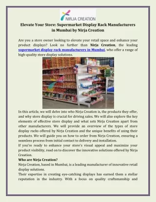 Elevate Your Store Supermarket Display Rack Manufacturers in Mumbai by Nirja Creation