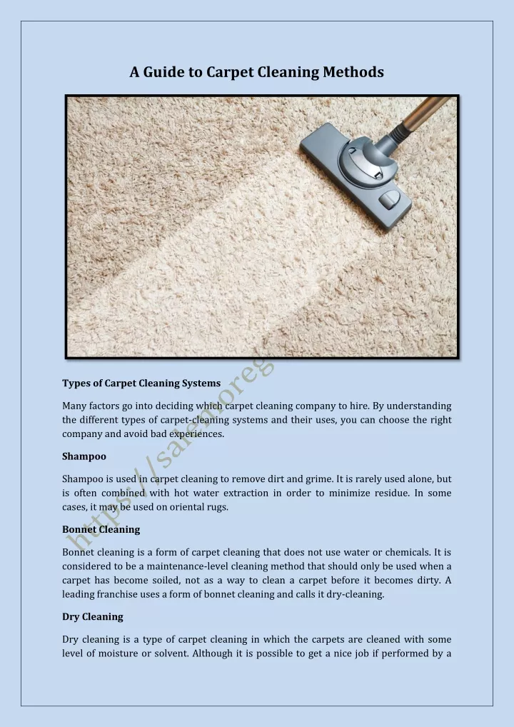 a guide to carpet cleaning methods