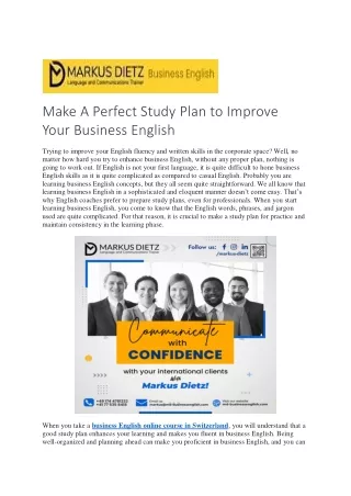 Make A Perfect Study Plan to Improve Your Business English